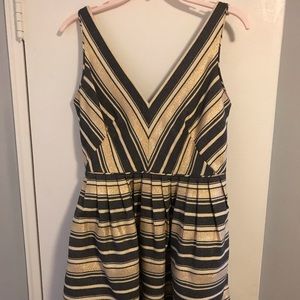 JCrew Gold and Gray Striped Dress